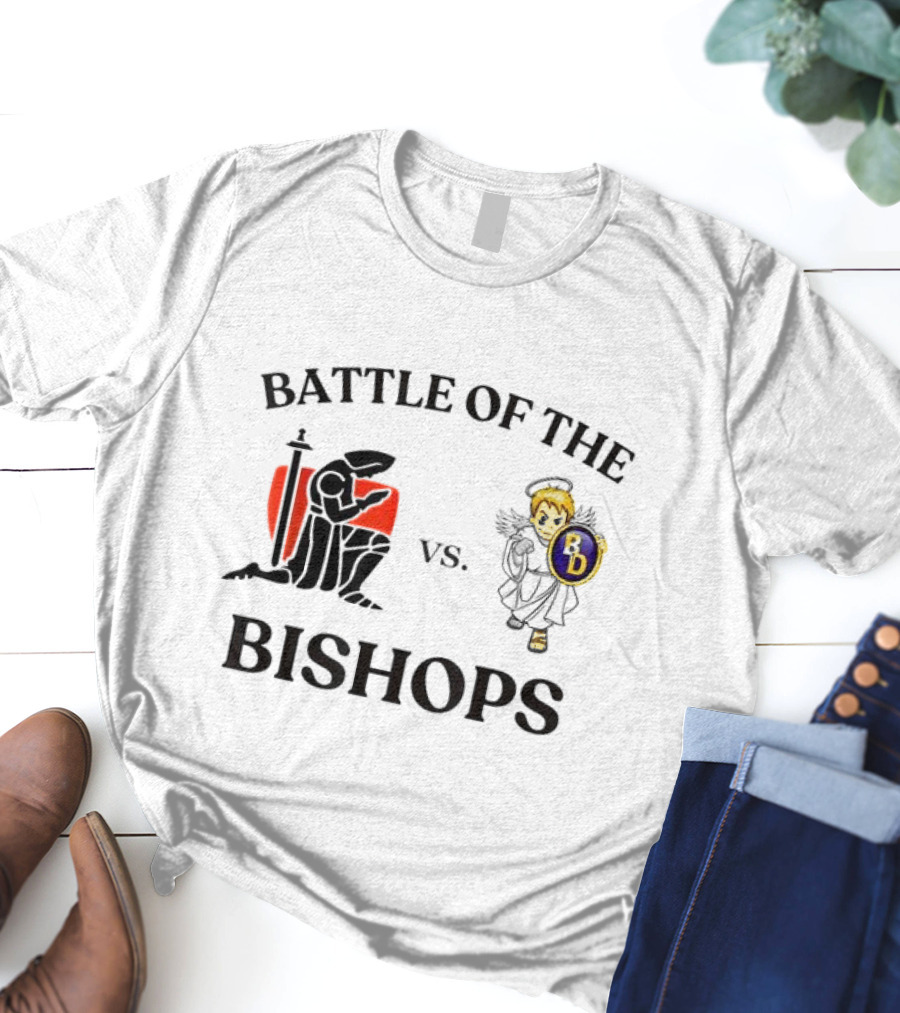 Battle Of The Bishops Vs. Black Knight And Angel Holding Shield T-Shirt