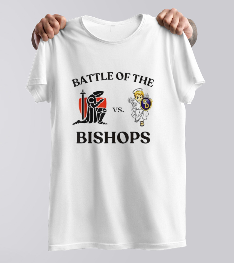 Battle Of The Bishops Vs. Black Knight And Angel Holding Shield T-Shirt