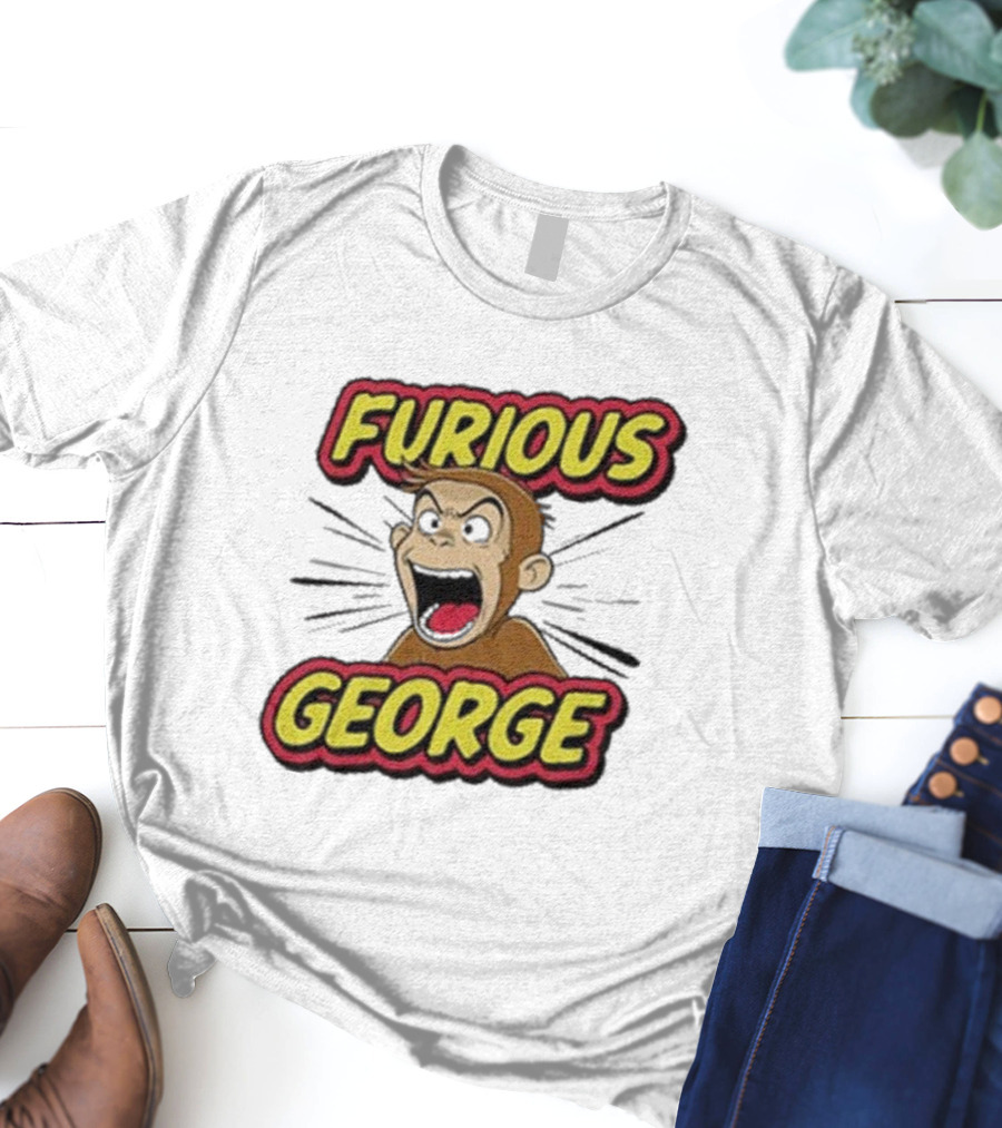 Furious George Monkey Shouting With Bold Comic T-Shirt