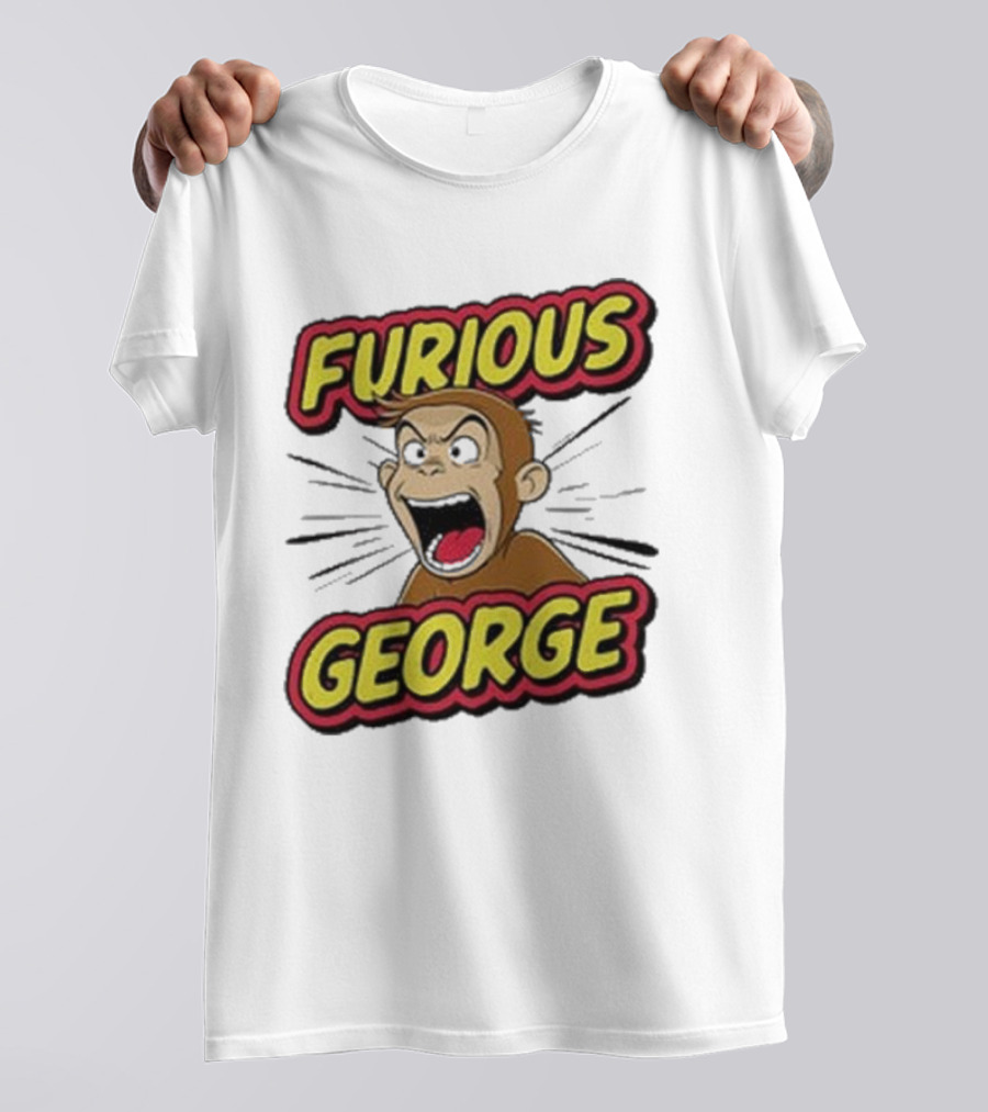 Furious George Monkey Shouting With Bold Comic T-Shirt