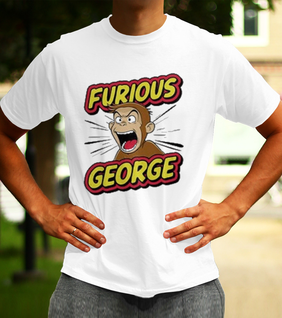 Furious George Monkey Shouting With Bold Comic T-Shirt