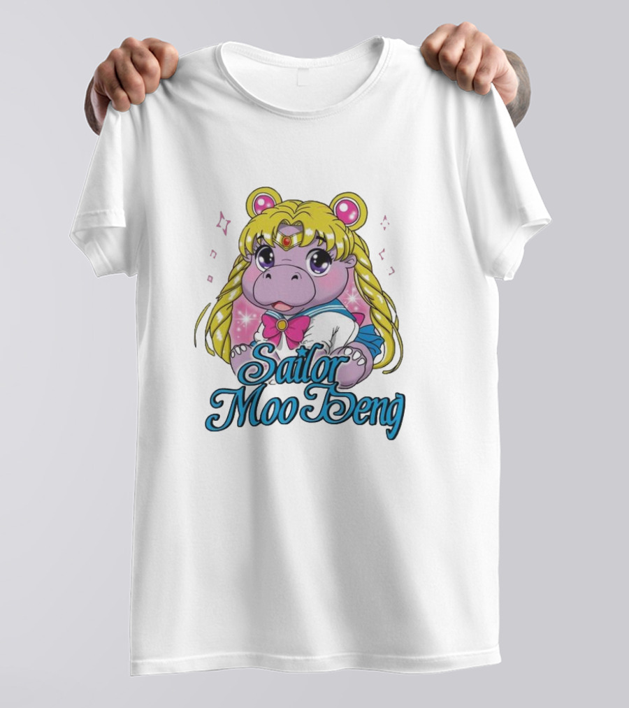 Sailor Moo Deng Hippo Anime T-Shirt