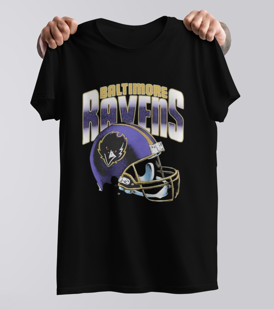 Baltimore Ravens Gradient Helmet Logo Football Gear T-Shirt