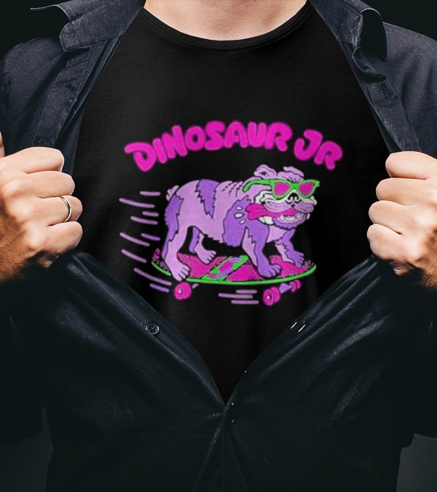 Dinosaur Jr Skateboard Bulldog Neon T-Shirt