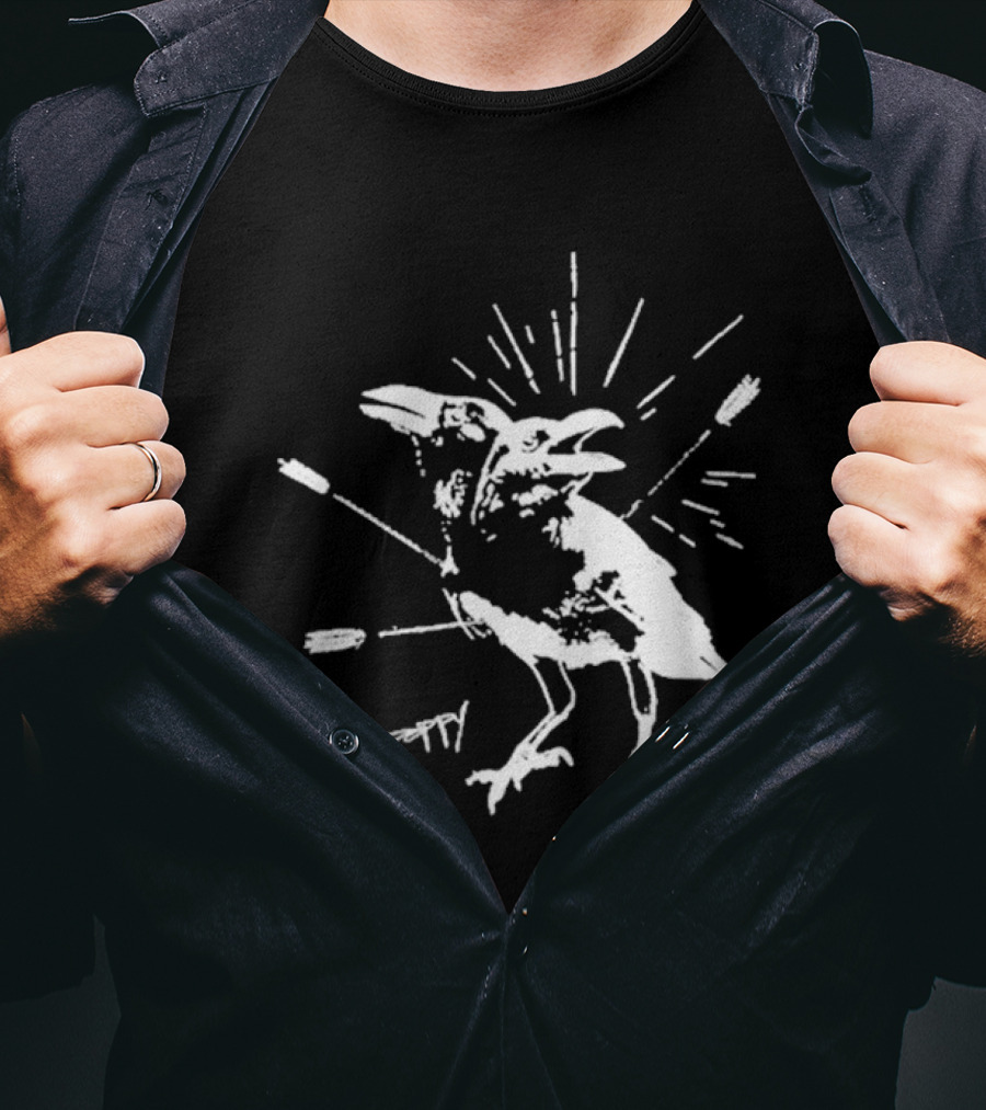 Impoppy Coward Birds Two-Headed Raven With Arrows T-Shirt