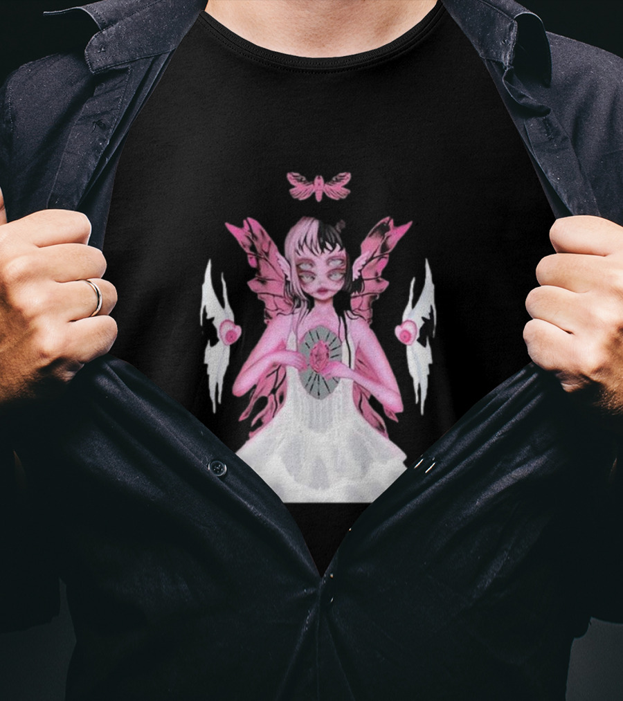 Melanie Martinez Portals Heart Pink Winged Character With Moth And Eyes T-Shirt