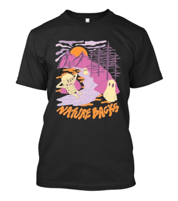 Nature Backs Sleepy Hollow Skeleton And Ghosts By Mountains And Forests T-Shirt