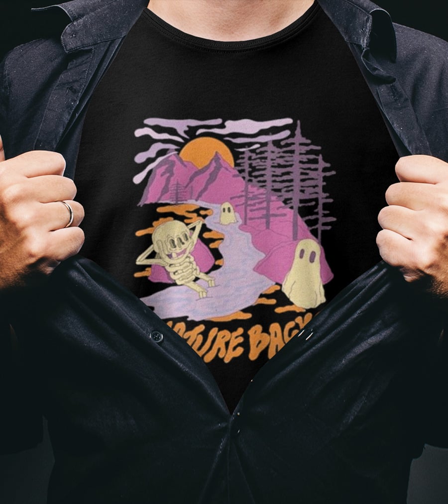 Nature Backs Sleepy Hollow Skeleton And Ghosts By Mountains And Forests T-Shirt