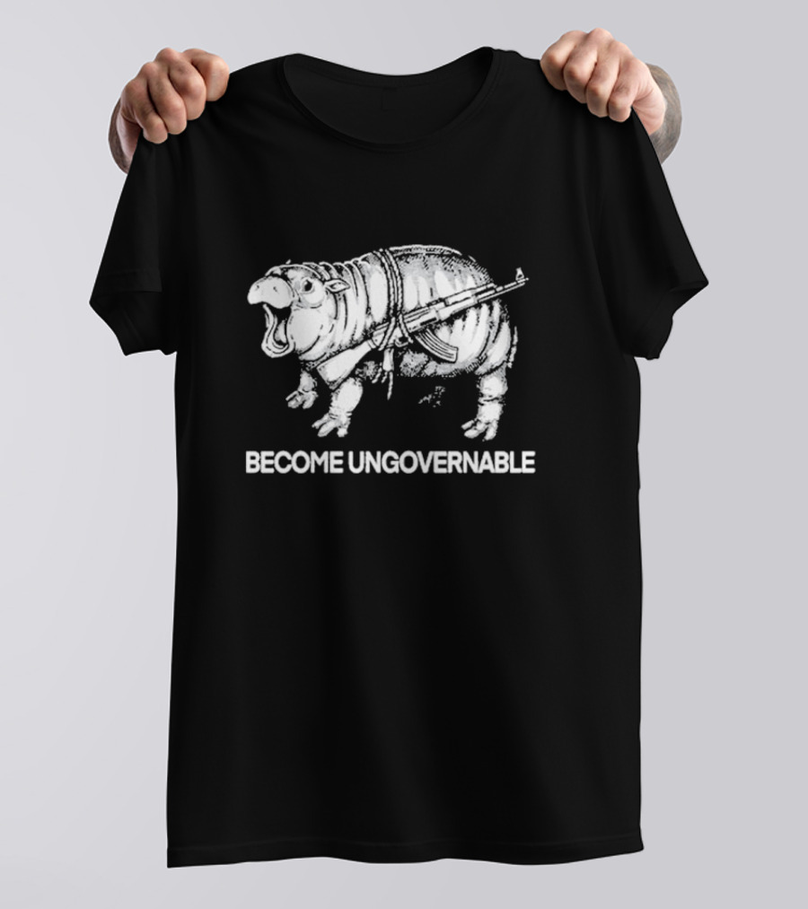 Punk With A Camera Moo Dang Become Ungovernable Hippopotamus With Weapon T-Shirt