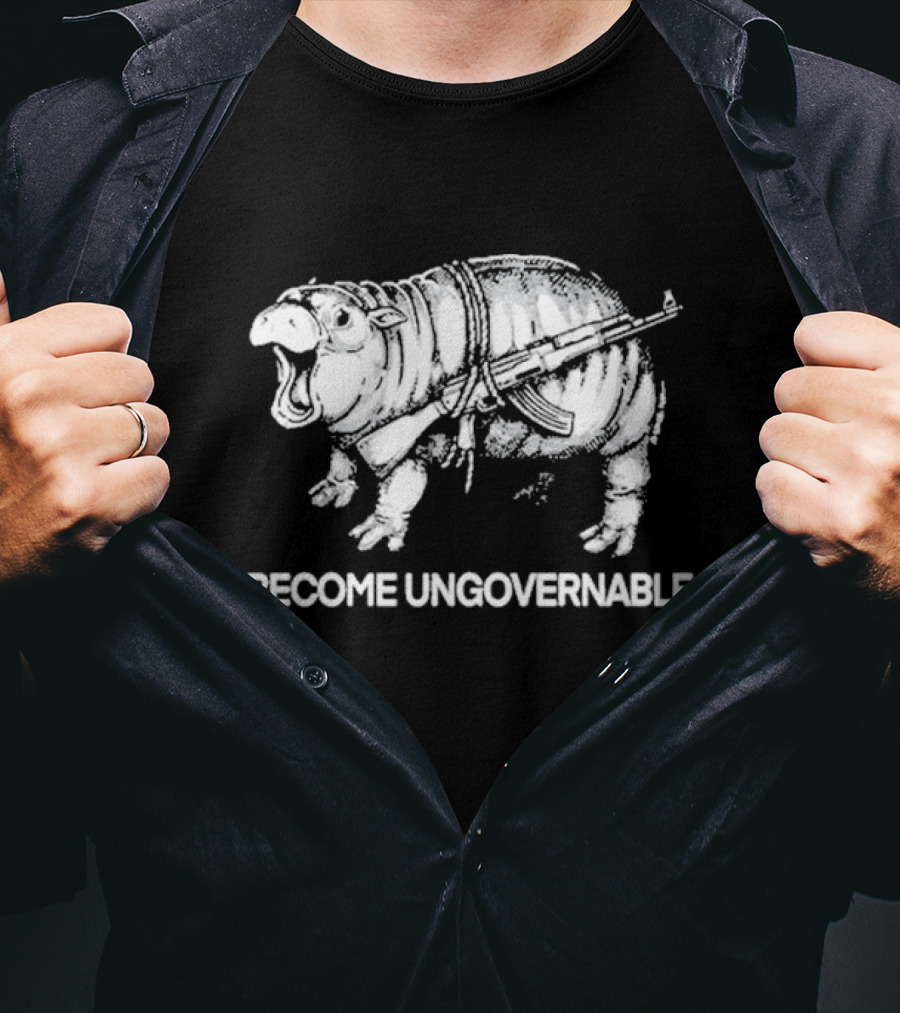 Punk With A Camera Moo Dang Become Ungovernable Hippopotamus With Weapon T-Shirt