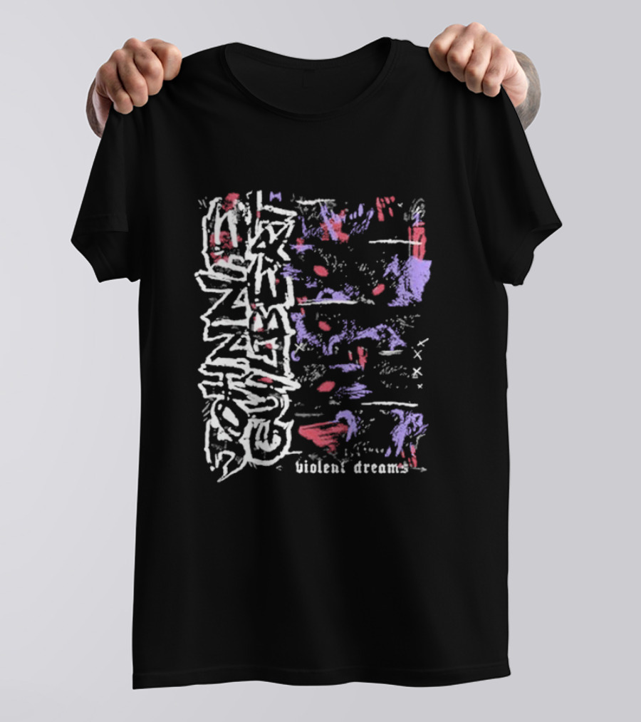 Violent Dreams Abstract Wolf Red Blue T-Shirt