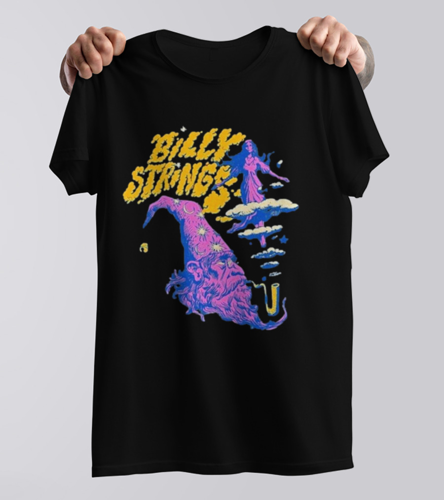 Billy Strings Wizard Head Psychedelic Clouds And Stars T-Shirt