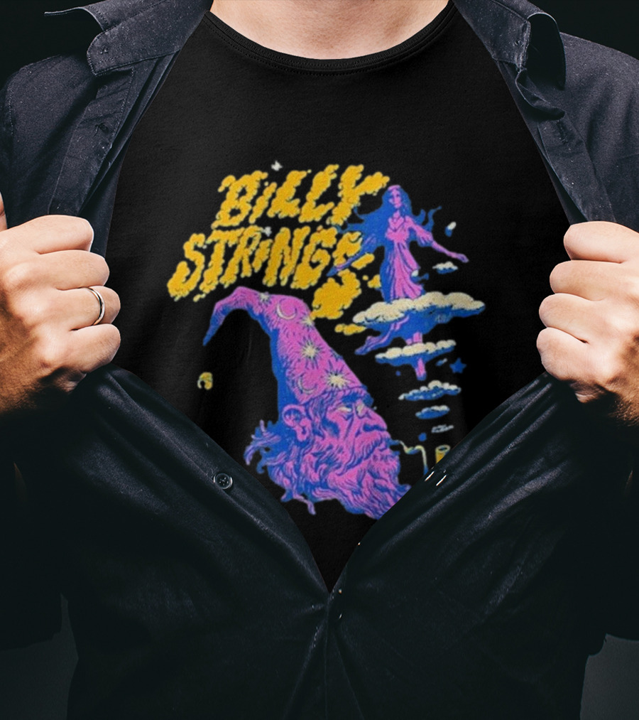 Billy Strings Wizard Head Psychedelic Clouds And Stars T-Shirt