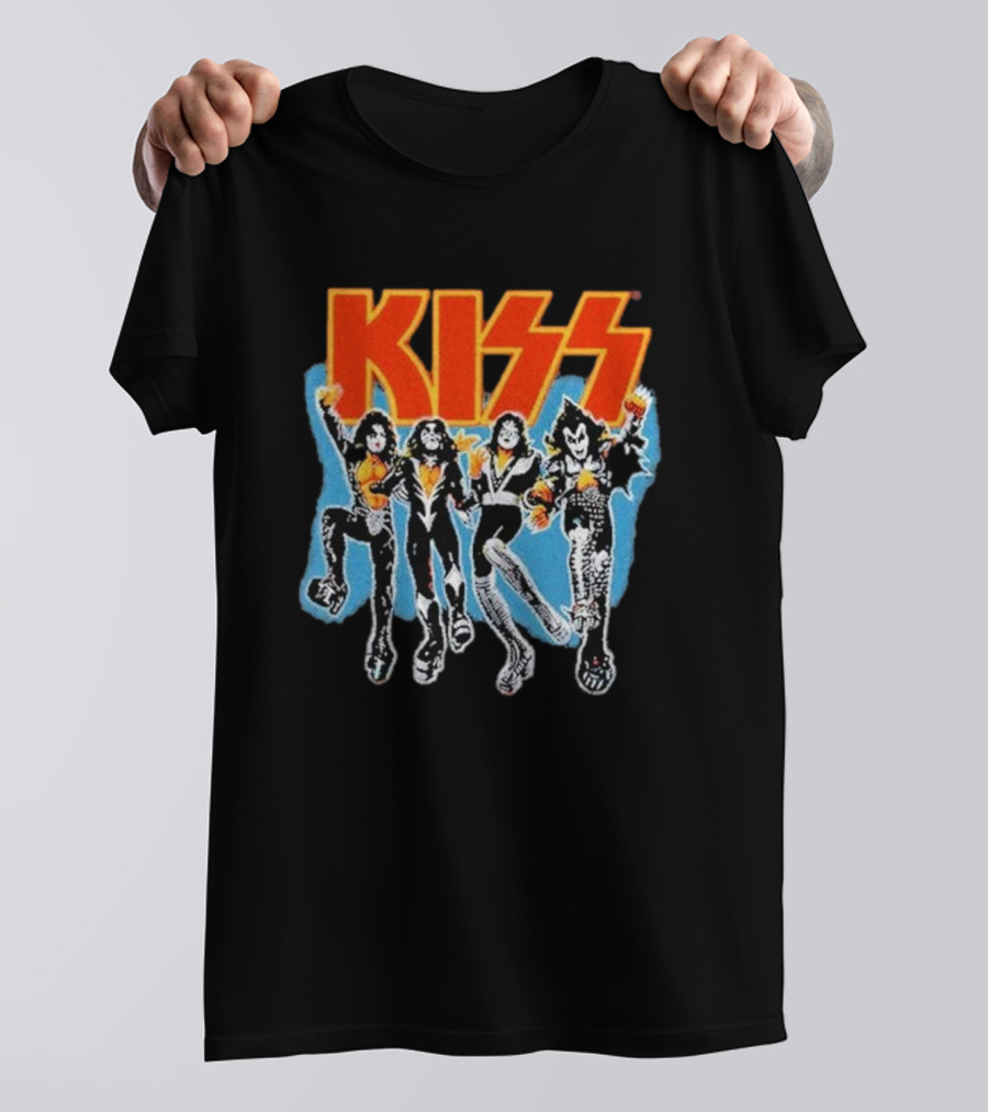 Kiss Destroyer Track List Black Band Members T-Shirt