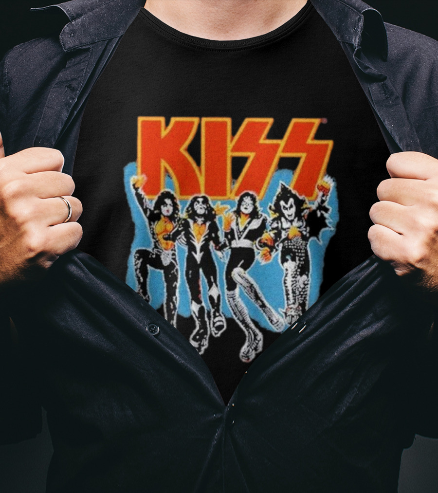 Kiss Destroyer Track List Black Band Members T-Shirt