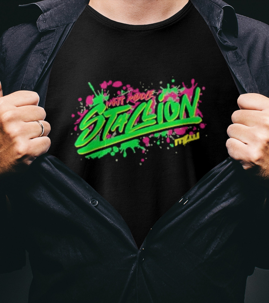 Matt Riddle Stallion Splatter WWE Neon Graffiti T-Shirt