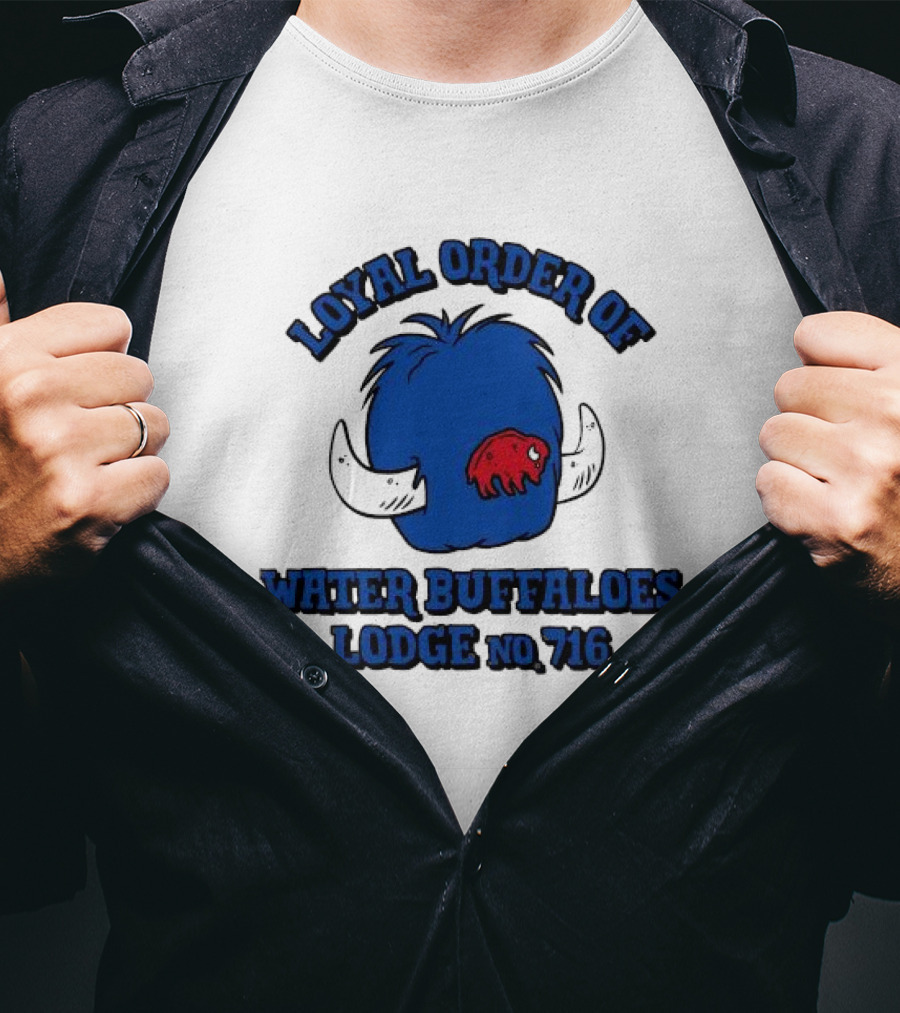 Loyal Order Of Water Buffaloes Lodge No 716 Blue Buffalo Icon Red Emblem T-Shirt