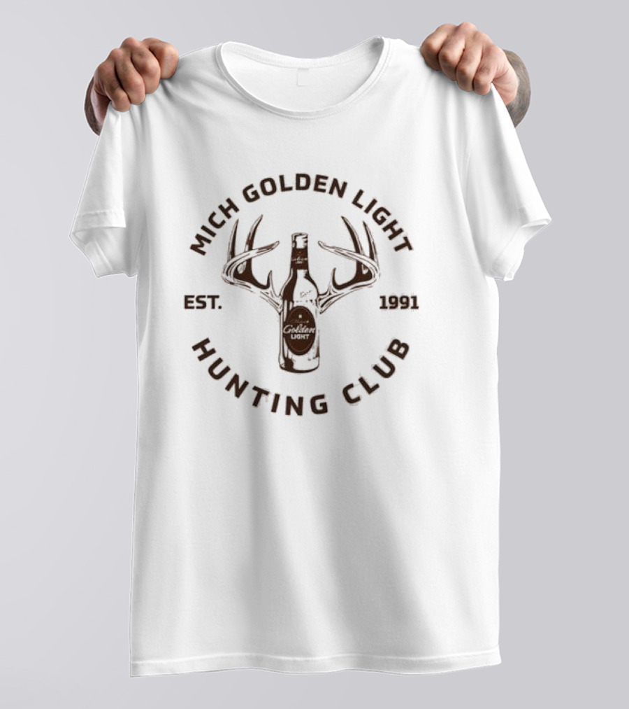 Mich Golden Light Hunting Club Est 1991 Bottle And Antlers T-Shirt