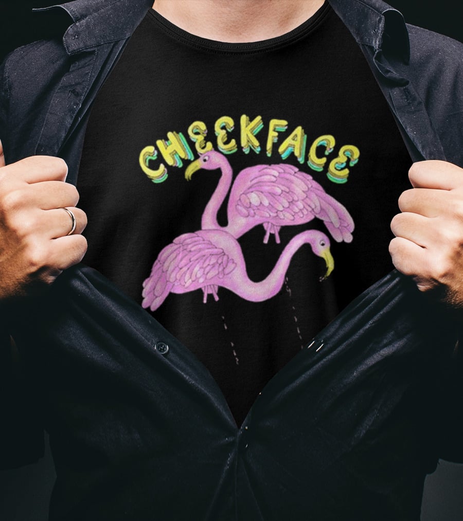Cheekface Pink Flamingos T-Shirt