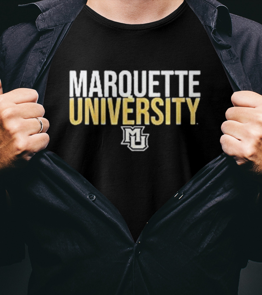 Marquette University Distressed Collegiate Stacked MU T-Shirt