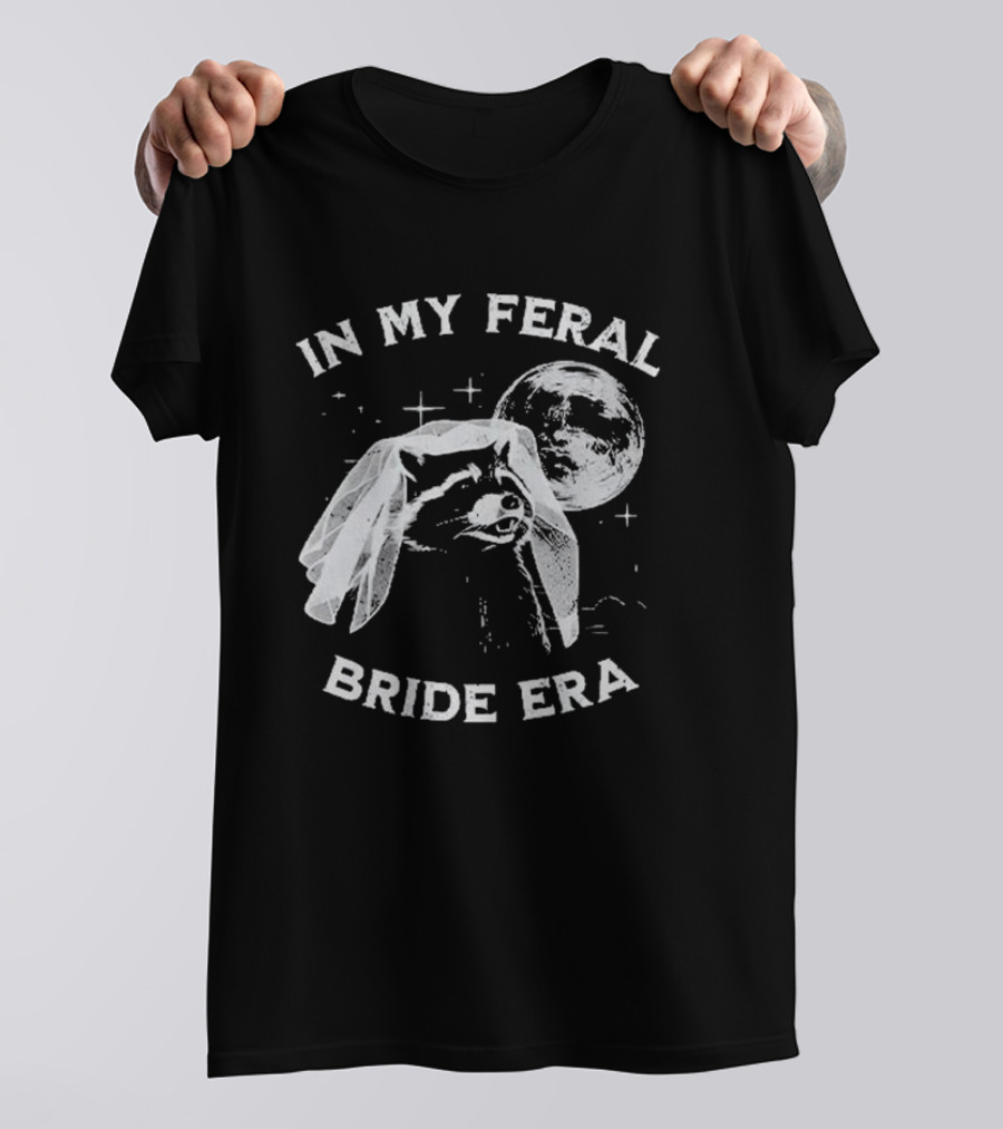 Raccoon In My Feral Bride Era With Moon And Veil T-Shirt