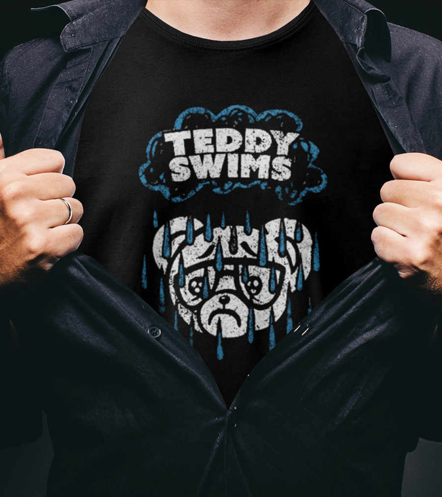 Teddy Swims Sad Bulldog Rainy Day Cloud T-Shirt