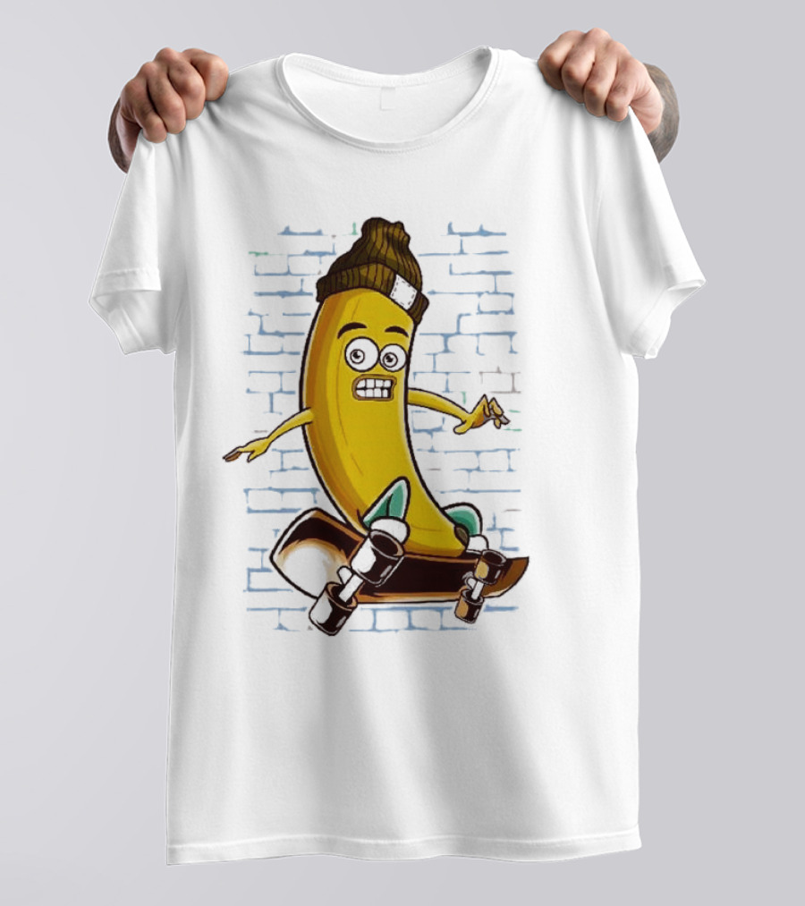 Inktastic Skateboarding Banana Beanie Graffiti Style Skateboard Rider T-Shirt