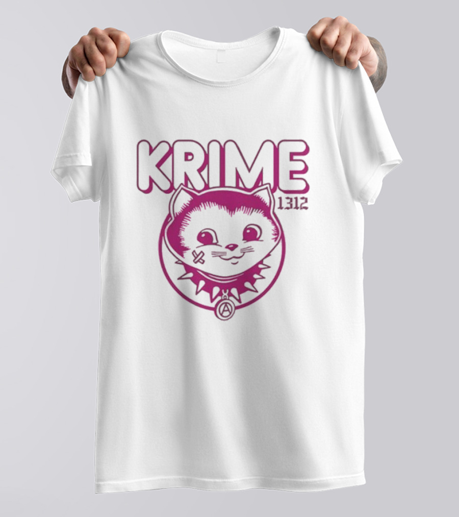 KRIME Cat 1312 Anarchist Symbol And Spiked Collar T-Shirt