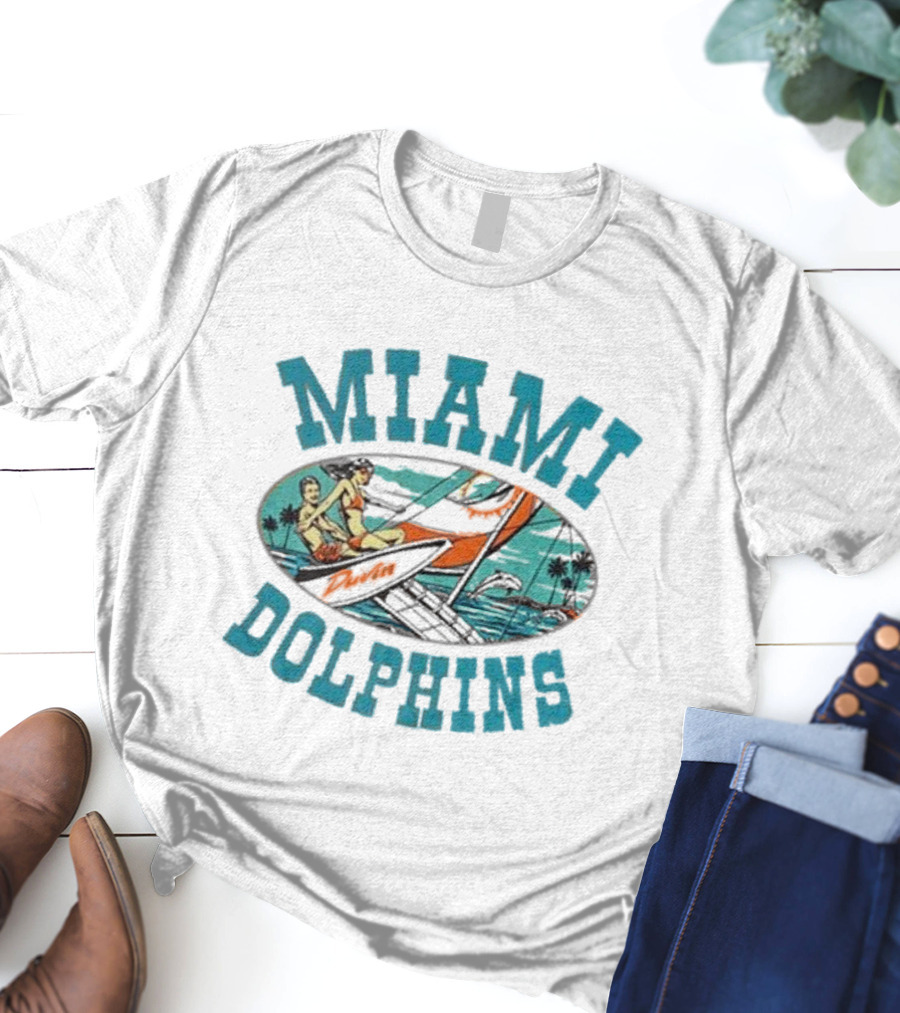 Miami Dolphins Sailing Adventure Retro Vibes T-Shirt