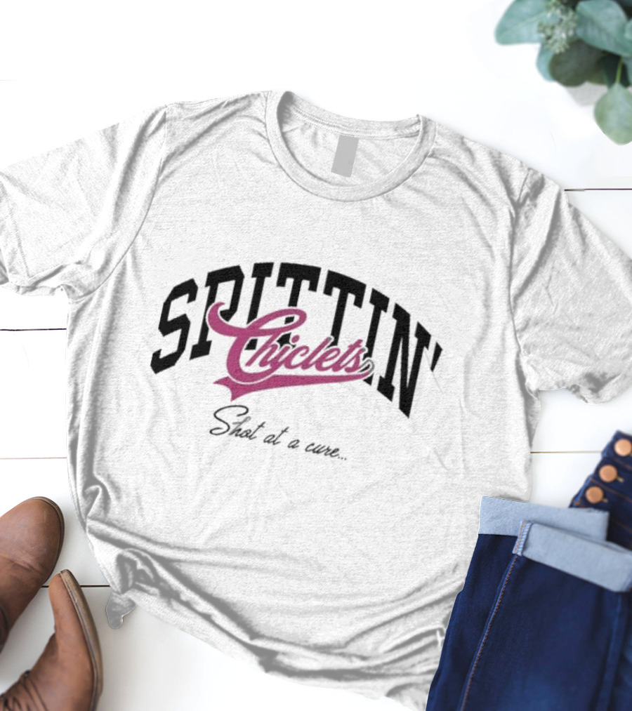 Spittin Chiclets Shot At A Cure Varsity Breasties Collaboration T-Shirt