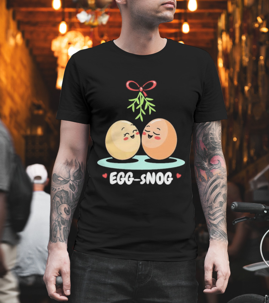 Egg Snog Mistletoe With Small Hearts T-Shirt