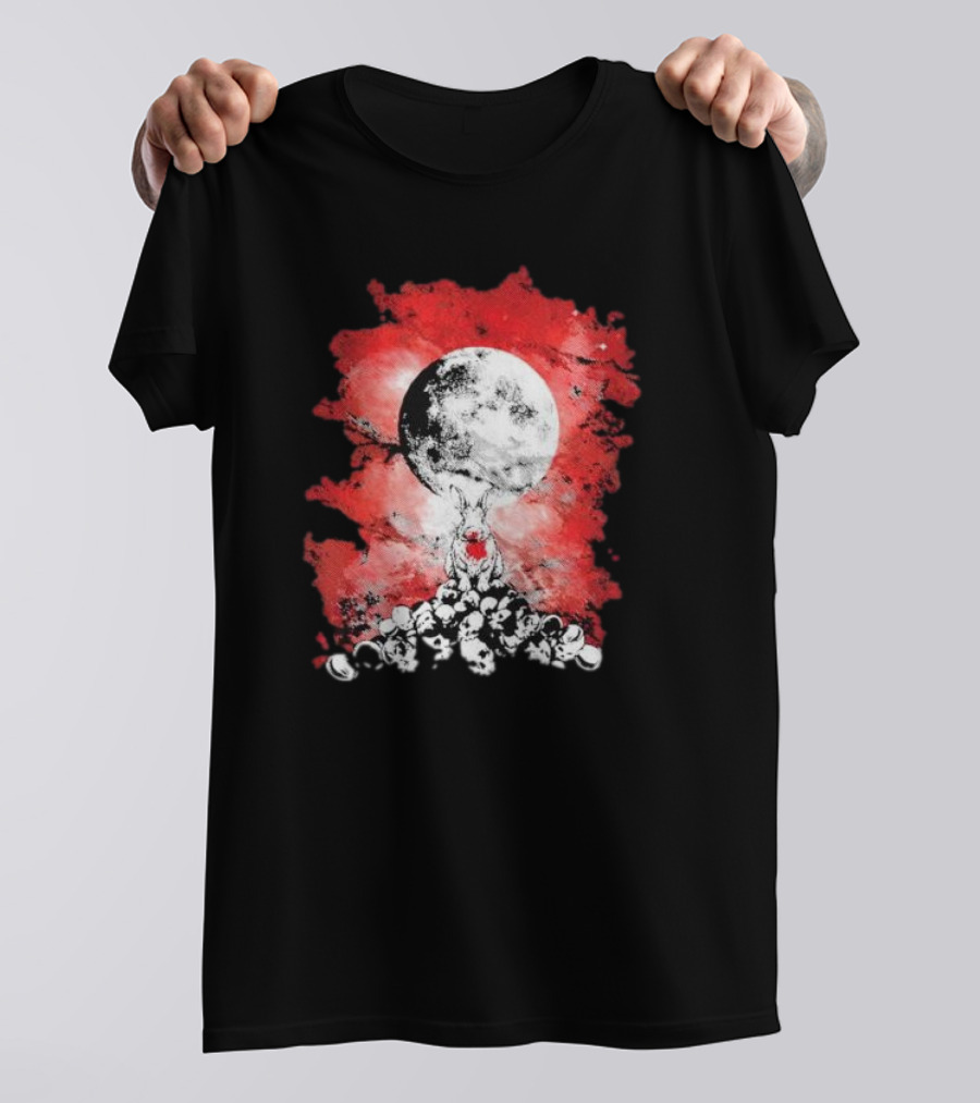 Killing Moon Rabbit Horror Blood And Skulls Horror Scene T-Shirt