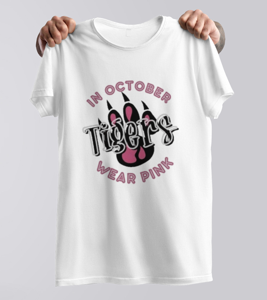 Breast Cancer Awareness Team School Spirit Tigers In October Wear Pink Detroit Tiger T-Shirt