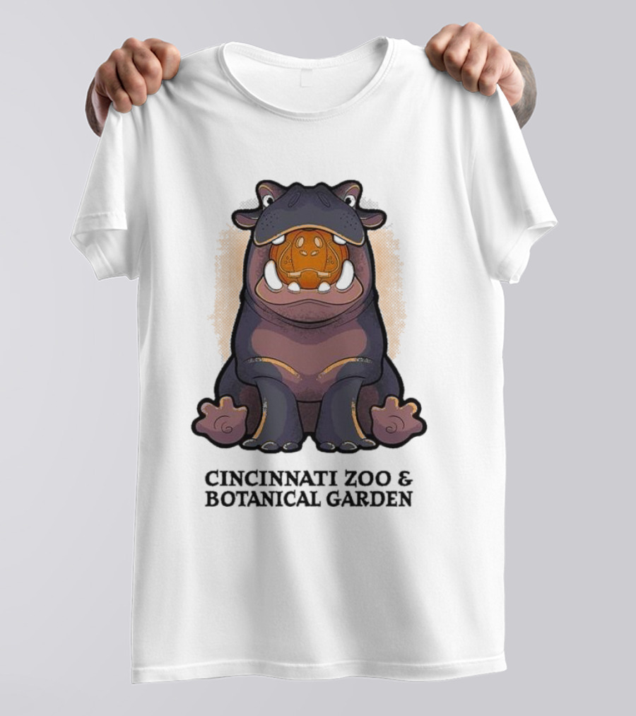 Cincinnati Zoo And Botanical Garden Fiona With Pumpkin Glow Outline T-Shirt