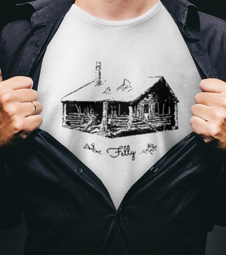 Felly Rustic Cabin Sketch T-Shirt