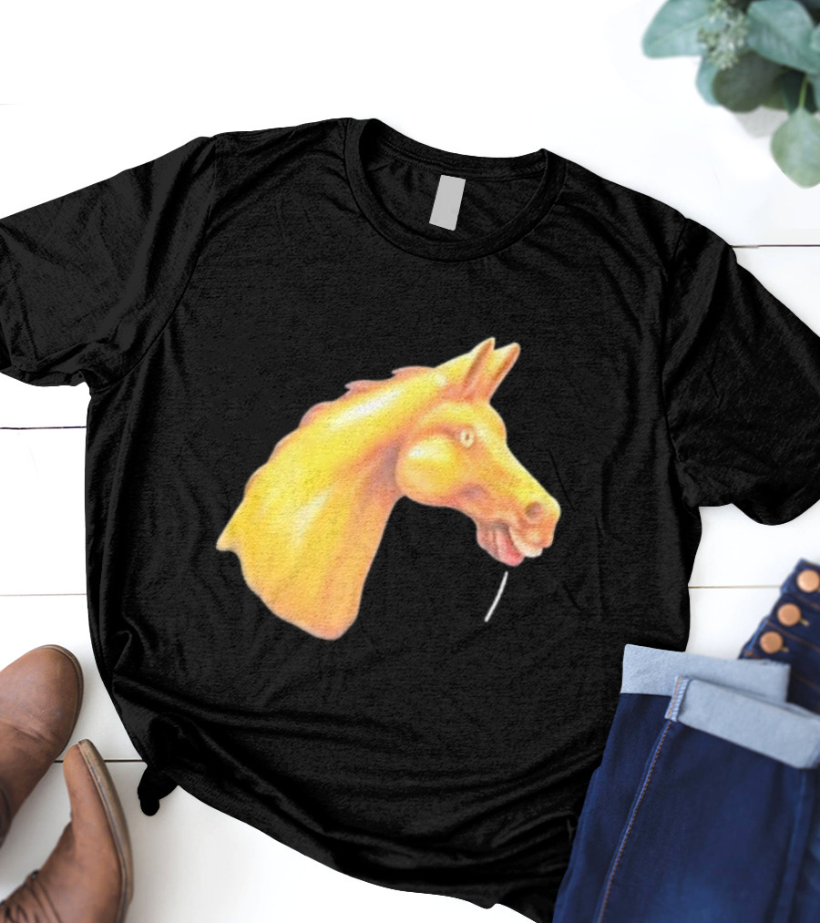 Andrew Garfield Horse What's The Rush Black Shirt Colorful Horse Head T-Shirt