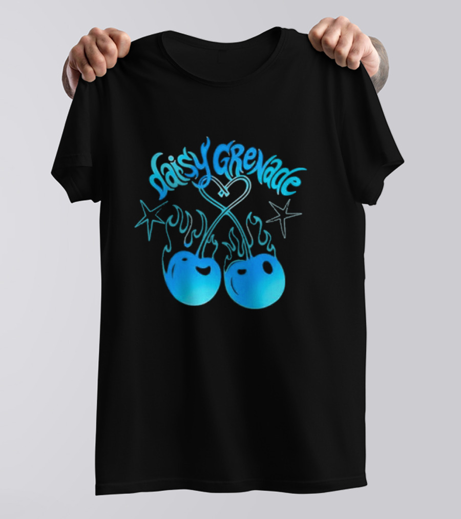 Daisy Grenade Flaming Cherries Heart Stars Hot Topic T-Shirt