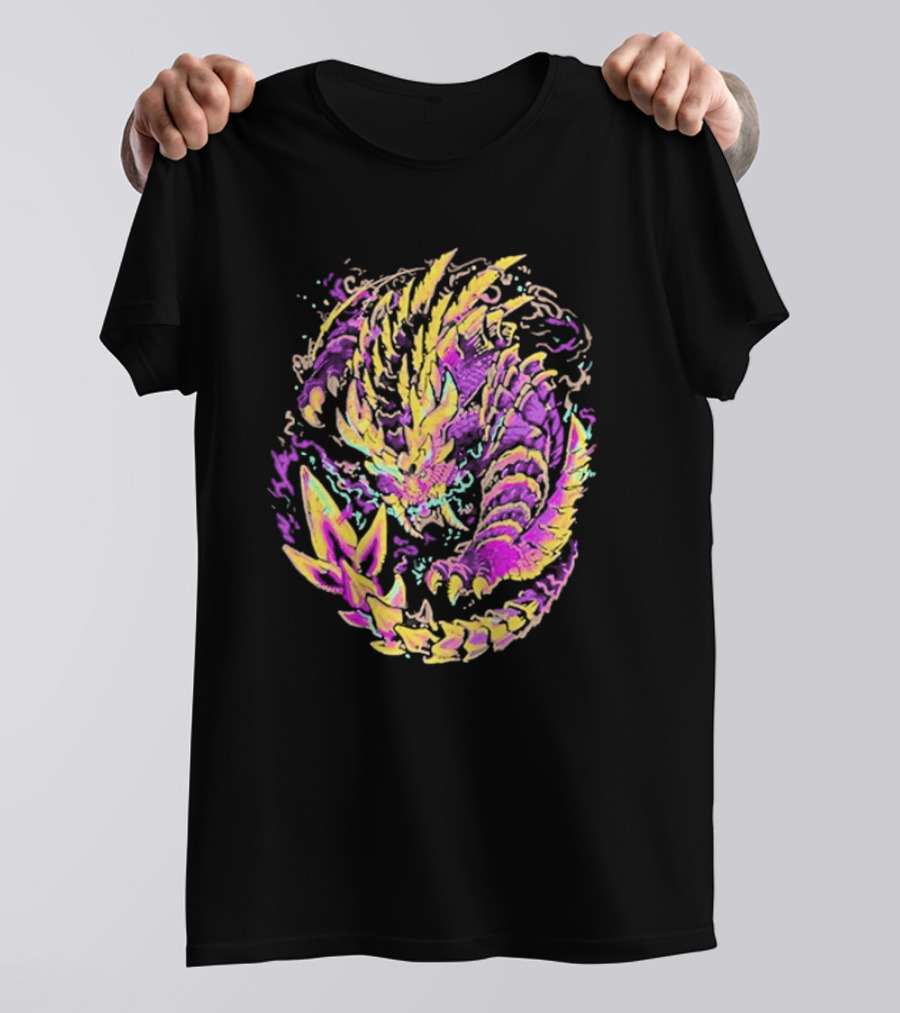 Monster Hunter Magnamalo Neon Colorful Dragon Graphics T-Shirt