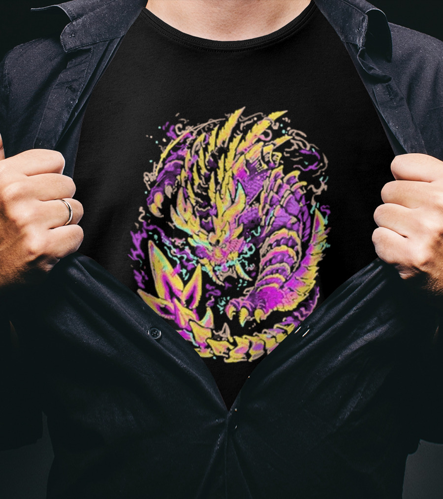 Monster Hunter Magnamalo Neon Colorful Dragon Graphics T-Shirt