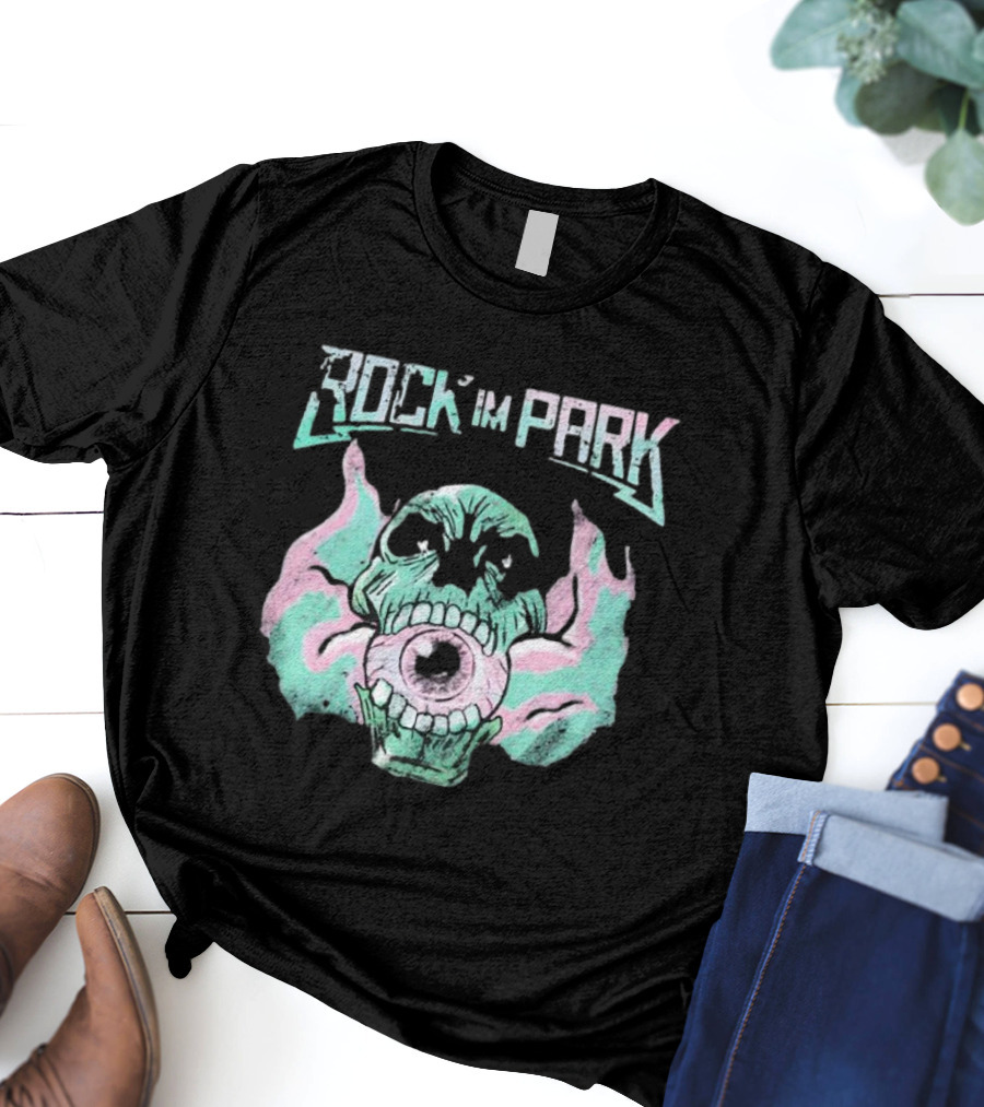 Rock Im Park Smoke Skull Flaming Eyeball T-Shirt