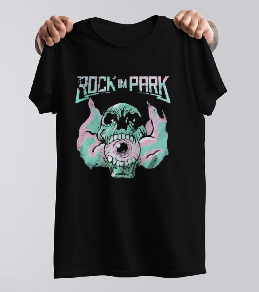 Rock Im Park Smoke Skull Flaming Eyeball T-Shirt