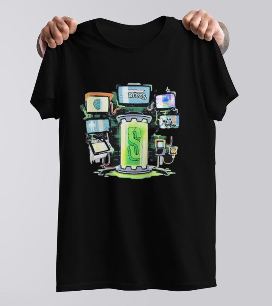 Sidemen Mutation Sci-Fi Tube With Screens And Green Elements T-Shirt