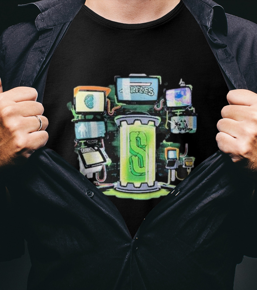 Sidemen Mutation Sci-Fi Tube With Screens And Green Elements T-Shirt