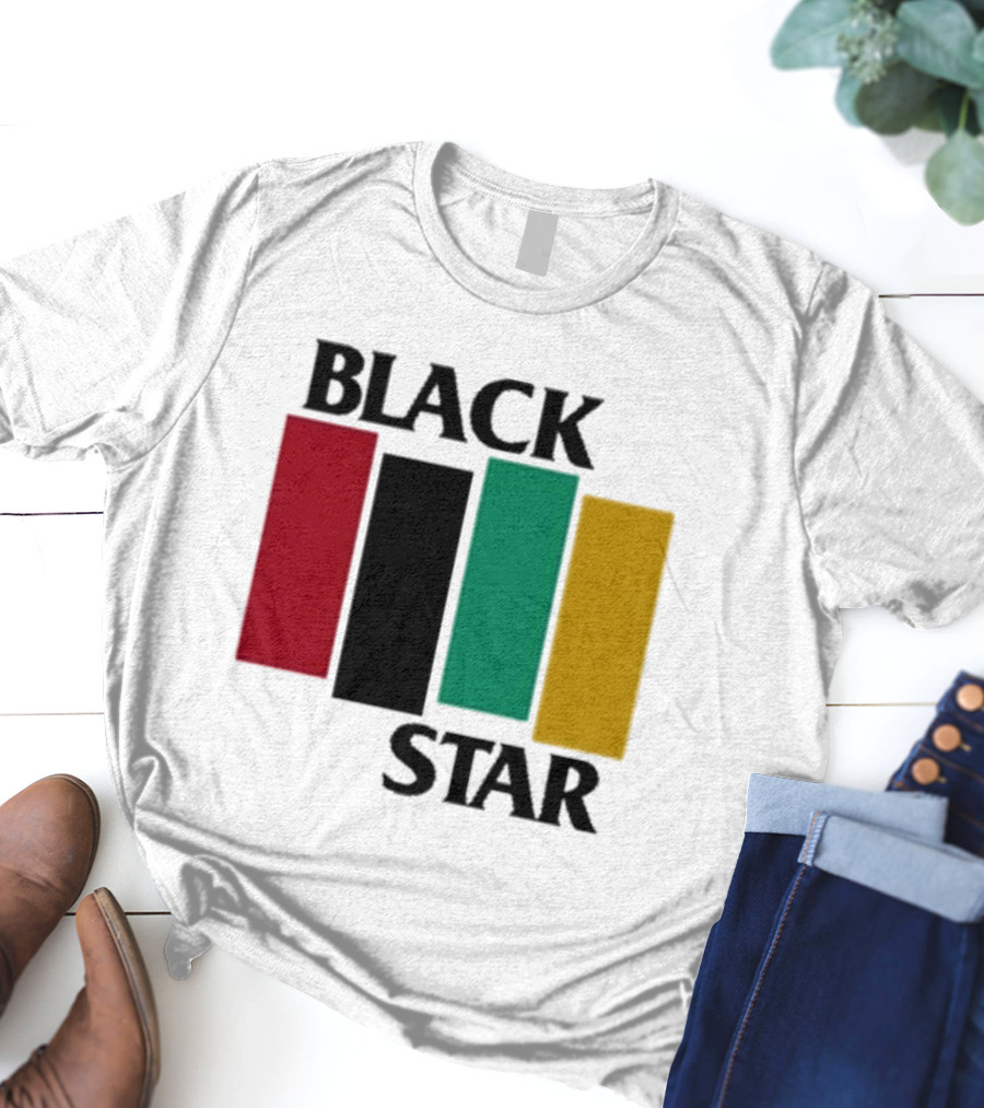 Black Star Flag Red Black Green Gold Vertical Bars T-Shirt