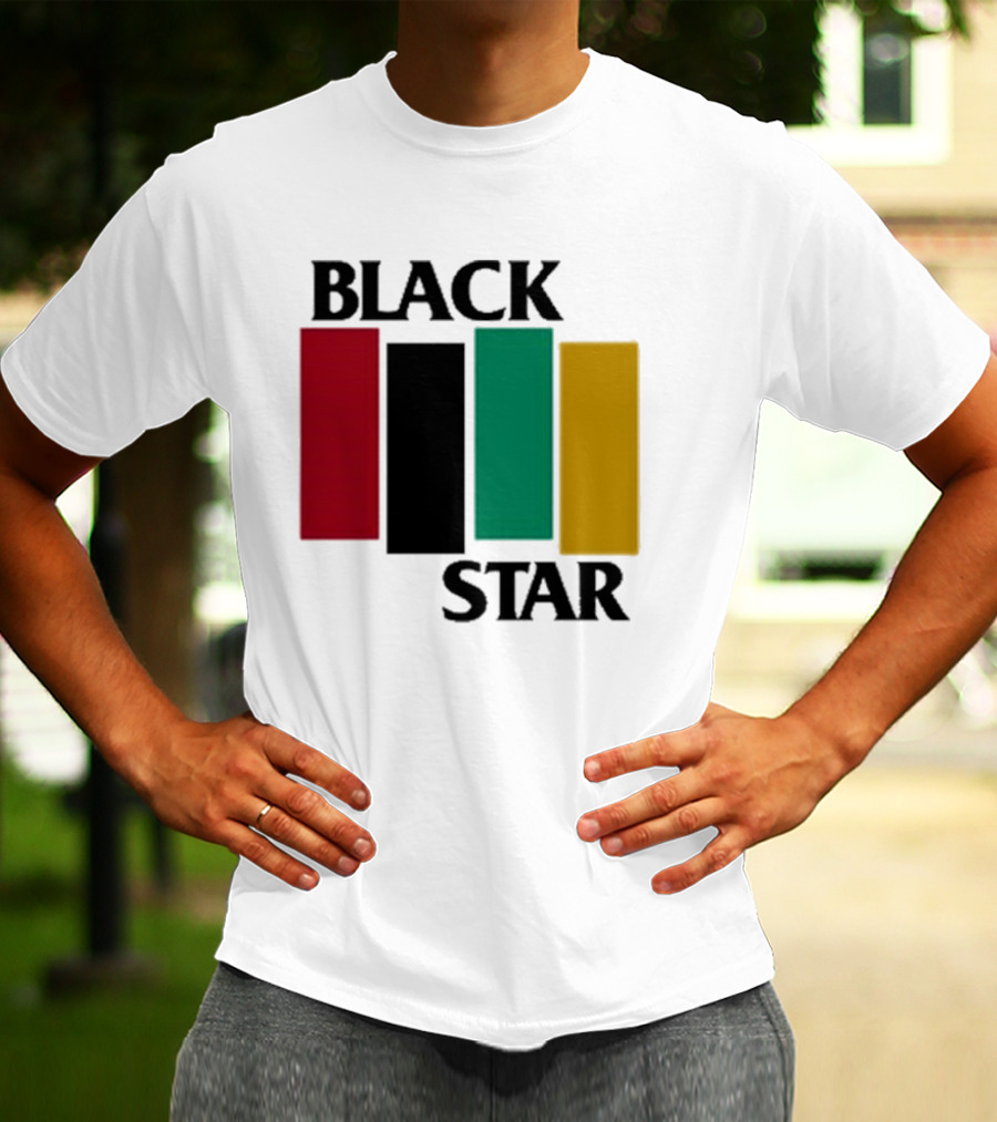 Black Star Flag Red Black Green Gold Vertical Bars T-Shirt