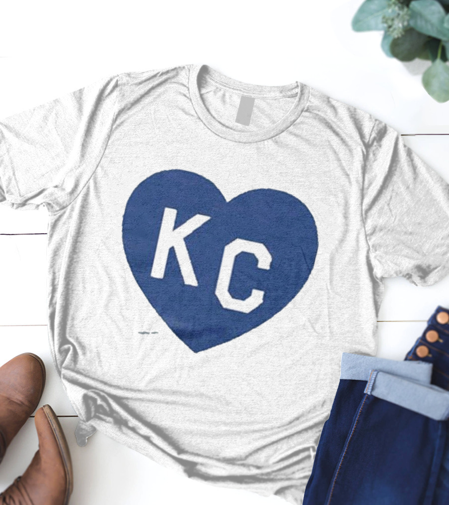 KC Heart Powder Blue Navy T-Shirt