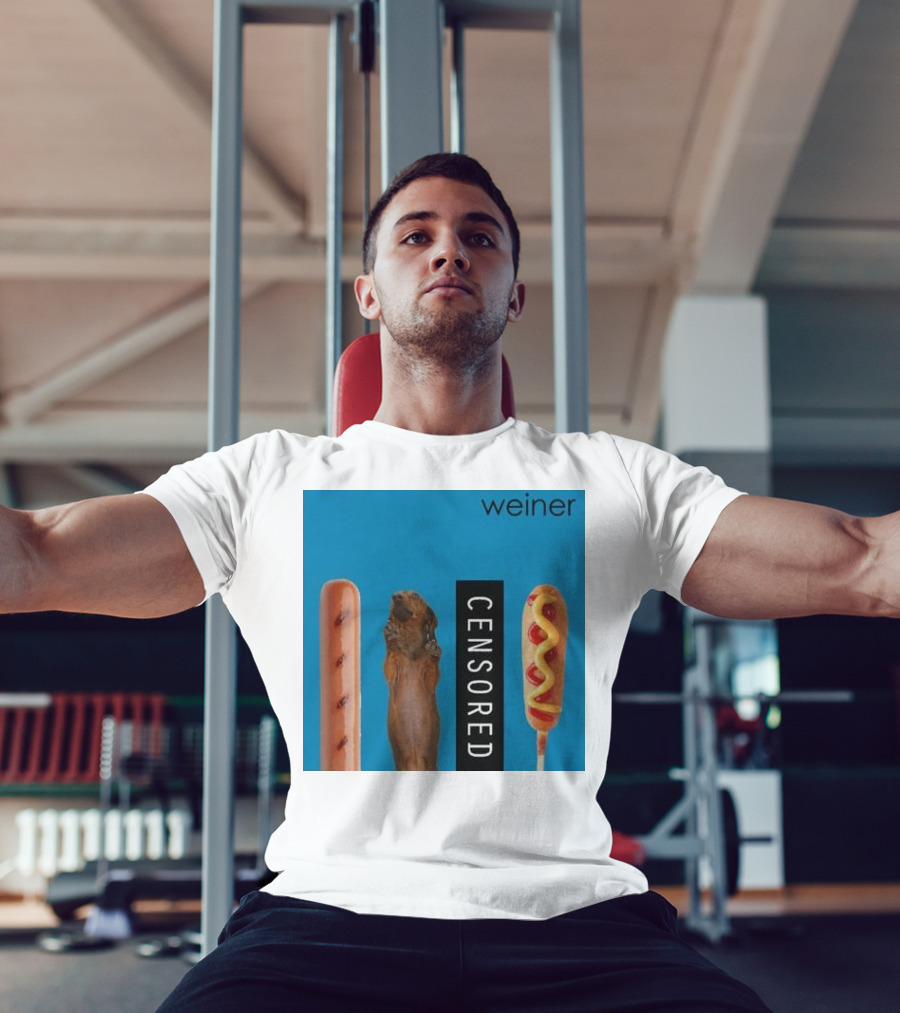 Weiner Hotdogs Censored Blue Background T-Shirt