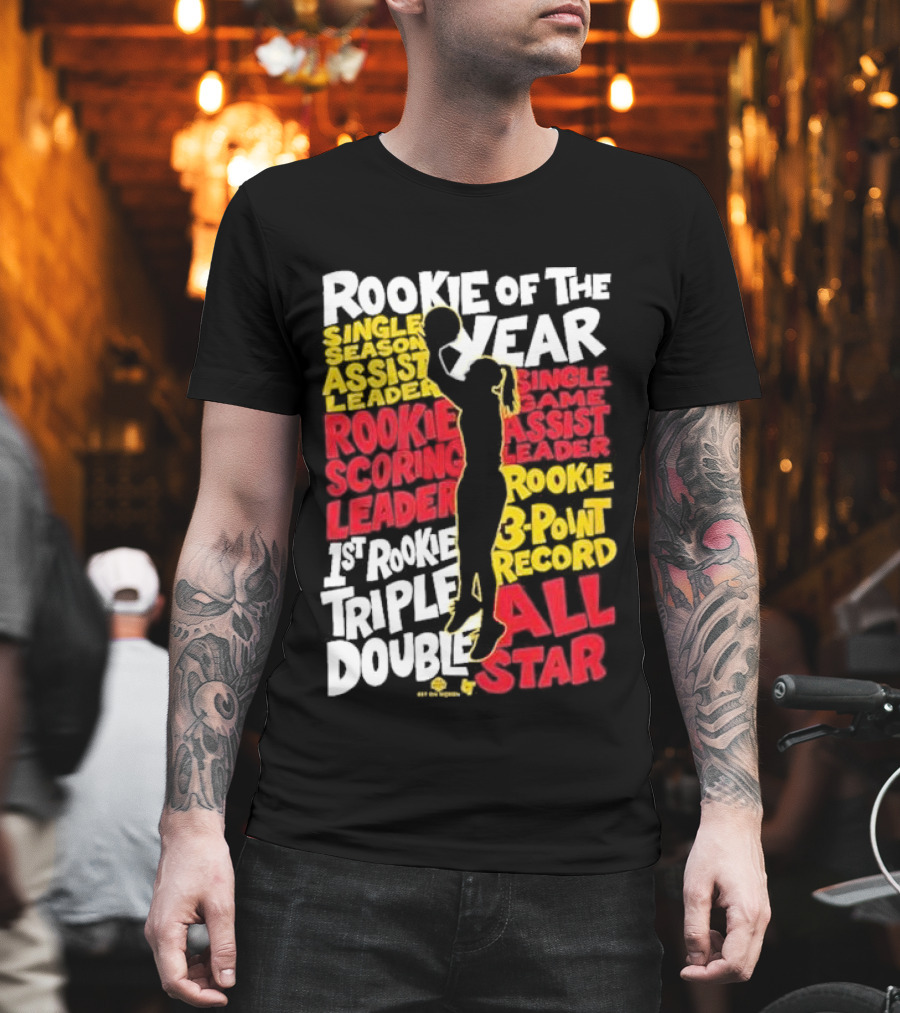 Caitlin Clark Rookie Of The Year Single Season And Game Assist Scoring Leader Triple Double 3-Point Record All Star Indiana Fever T-Shirt