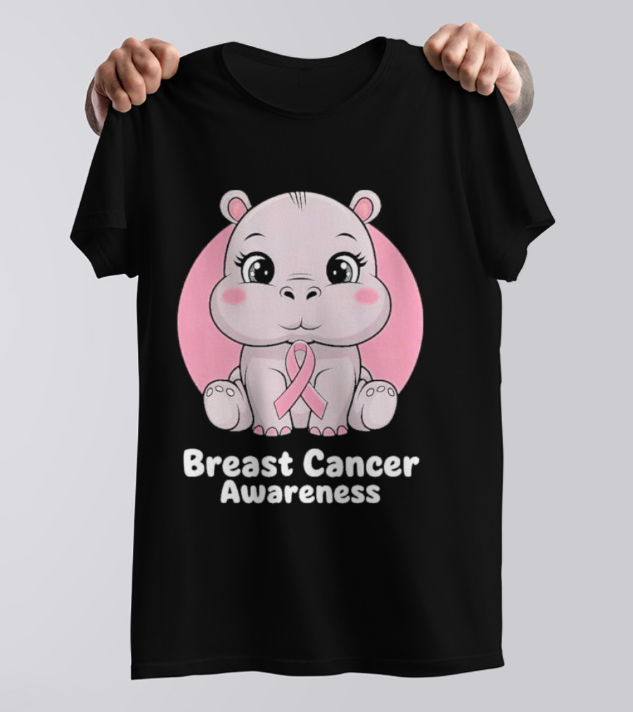 Breast Cancer Awareness Hippo Pink T-Shirt