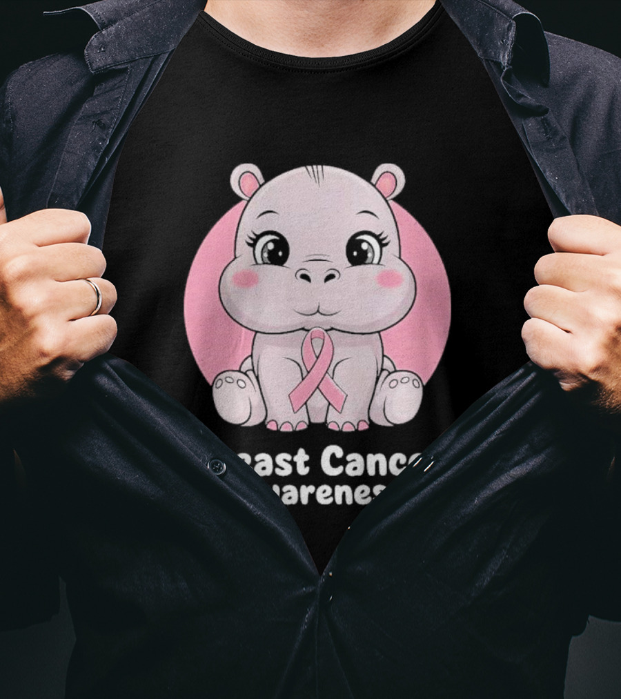 Breast Cancer Awareness Hippo Pink T-Shirt